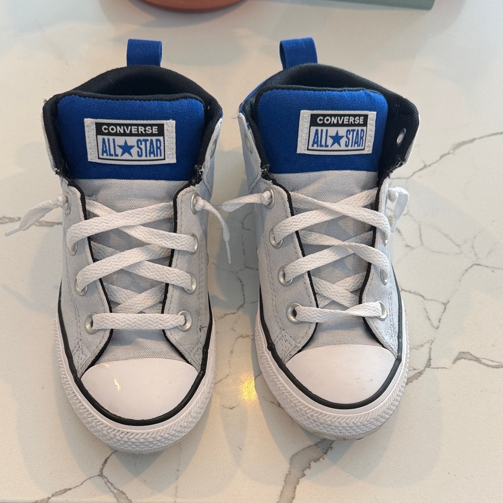 Converse Kids' High-Top Sneakers - White and Blue